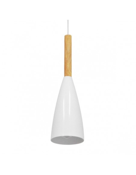 GloboStar® DILLON 00876 Μοντέρνο Κρεμαστό Φωτιστικό Οροφής Μονόφωτο 1 x E27 Λευκό Μεταλλικό Καμπάνα Φ11 x Υ36cm