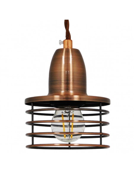 GloboStar® MANHATTAN 01453 Μοντέρνο Industrial Κρεμαστό Φωτιστικό Οροφής Μονόφωτο 1 x E27 Μεταλλικό Χάλκινο Καμπάνα Φ11 x Υ14cm