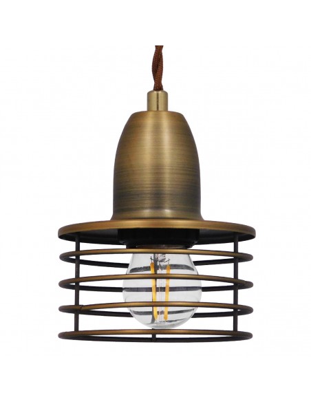 GloboStar® MANHATTAN 01454 Μοντέρνο Industrial Κρεμαστό Φωτιστικό Οροφής Μονόφωτο 1 x E27 Μεταλλικό Χρυσό Καμπάνα Φ11 x Υ14cm