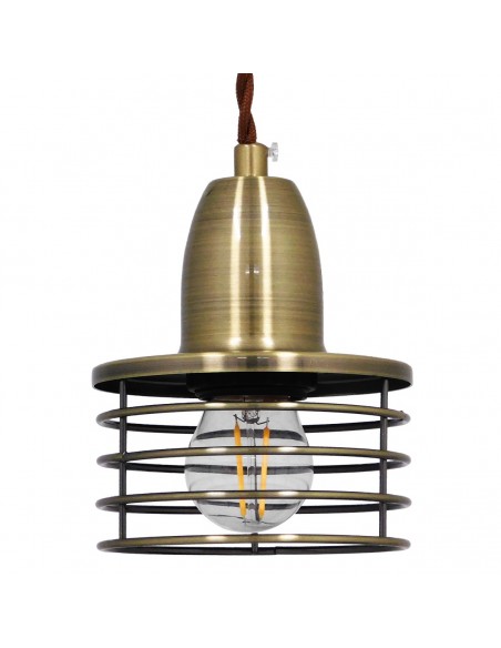 GloboStar® MANHATTAN 01455 Μοντέρνο Industrial Κρεμαστό Φωτιστικό Οροφής Μονόφωτο 1 x E27 Μεταλλικό Μπρούτζινο Καμπάνα Φ11 x Υ14cm