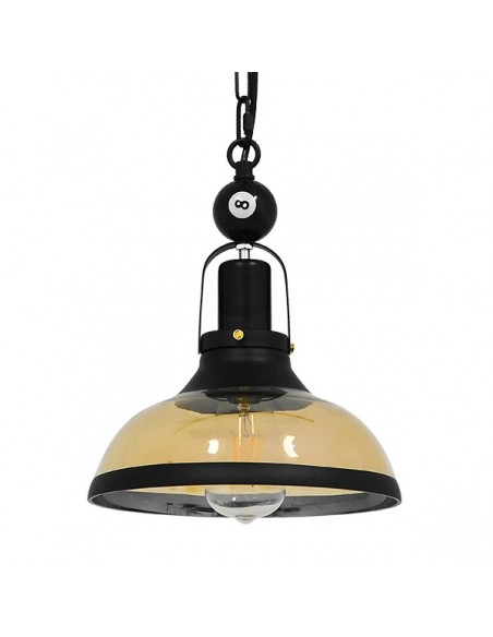 GloboStar® BILLIARD 00971 Vintage Industrial Κρεμαστό Φωτιστικό Οροφής Μονόφωτο 1 x E27 Mαύρο Μεταλλικό Καμπάνα Φ25 x Υ29cm