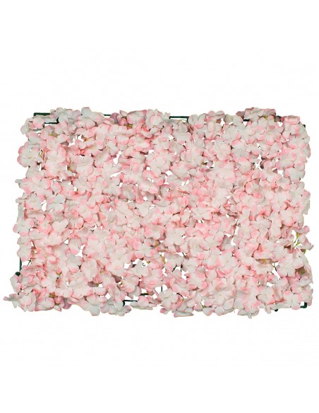 GloboStar® 78314 Συνθετικό Πάνελ Λουλουδιών - Κάθετος Κήπος Ορτανσία Ροζ/Λευκό Μ60 x Υ40 x Π5cm