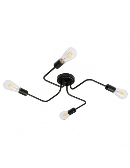 GloboStar® LIBERTA 00838 Μοντέρνο Φωτιστικό Οροφής Πολύφωτο Μαύρο Μεταλλικό Μ44.5 x Π44.5 x Υ12cm