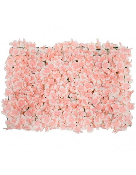 GloboStar® 78325 Συνθετικό Πάνελ Λουλουδιών - Κάθετος Κήπος Ορτανσία Ροζ/Απαλό Ροζ Μ60 x Υ40 x Π5cm