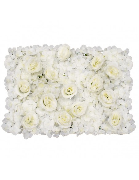 GloboStar® 78311 Συνθετικό Πάνελ Λουλουδιών - Κάθετος Κήπος Τριαντάφυλλο - Ορτανσία Μ60 x Υ40 x Π7cm