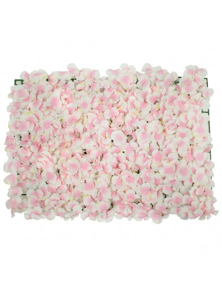 GloboStar® 78322 Συνθετικό Πάνελ Λουλουδιών - Κάθετος Κήπος Άγρια Ορτανσία Ροζ/Λευκό Μ60 x Υ40 x Π5cm