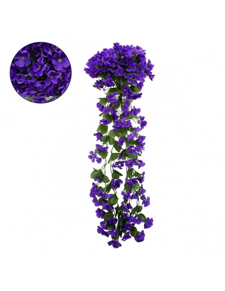 GloboStar® 78050 Τεχνητό Κρεμαστό Φυτό Διακοσμητικών Λουλουδιών με Μωβ Φλόξ M30 x Υ80 x Π30cm