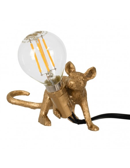 GloboStar® MOUSE 00677 Vintage Επιτραπέζιο Φωτιστικό Πορτατίφ Λαμπατέρ Μονόφωτο με Ντουί 1 x E14 AC 230V Χρυσό Πλαστικό Μ13 x Π4 x Υ7cm