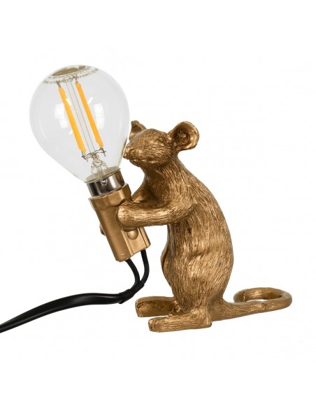GloboStar® MOUSE 00680 Vintage Επιτραπέζιο Φωτιστικό Πορτατίφ Λαμπατέρ Μονόφωτο με Ντουί 1 x E14 AC 230V Χρυσό Πλαστικό Μ12 x Π4 x Υ10cm