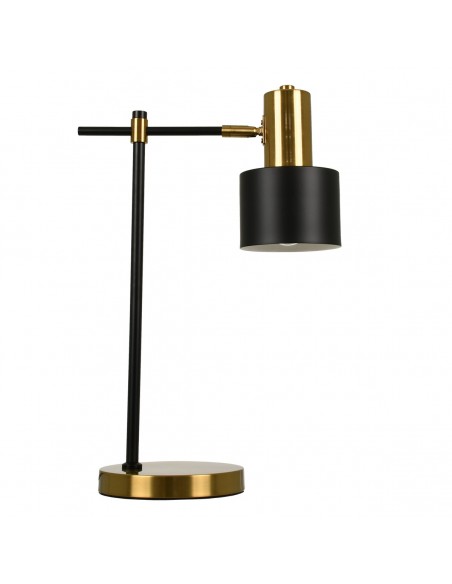 GloboStar® LETO 00835 Μοντέρνο Επιτραπέζιο Φωτιστικό Γραφείου Μονόφωτο Μεταλλικό Μαύρο - Χρυσό Φ12.5 x Μ18 x Π18 x Υ50.5cm