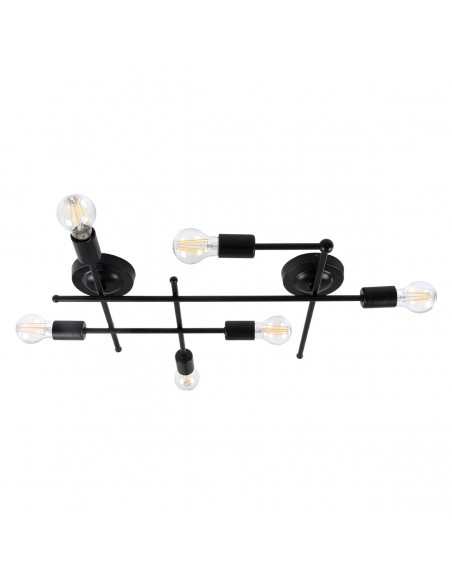 GloboStar® PIPING 00664-1 Vintage Industrial Φωτιστικό Οροφής Πολύφωτο Μαύρο Μεταλλικό Πλέγμα Μ66 x Π9.5 x Υ49cm