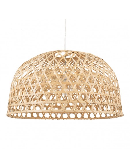 GloboStar® MANGEA 00717 Vintage Κρεμαστό Φωτιστικό Οροφής Μονόφωτο 1 x E27 Καφέ Ξύλινο Μπαμπού Φ100 x Y59cm