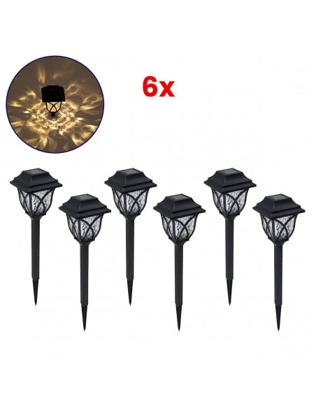 GloboStar® 85702 ΣΕΤ 6 Τεμαχίων Αυτόνομα Ηλιακά Φωτιστικά LED SMD 1W 100lm με Ενσωματωμένη Μπαταρία 600mAh - Φωτοβολταϊκό Πάνελ με Αισθητήρα Ημέρας-Νύχτας Αδιάβροχο IP65 Φανάρι Κήπου Τετράγωνο Θερμό Λευκό 3000K