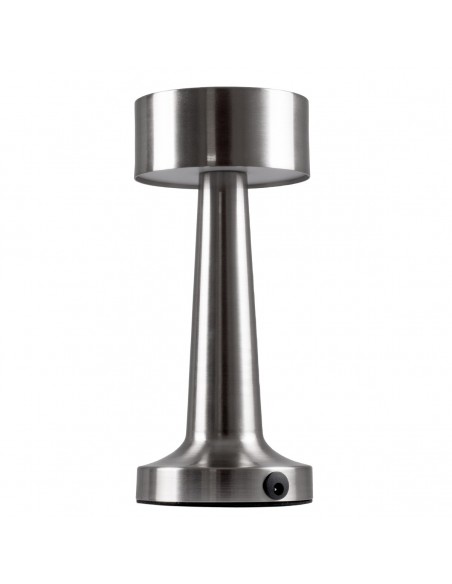GloboStar® BELLA 76504 Μοντέρνο Επιτραπέζιο Φωτιστικό Πορτατίφ LED 1.5W 105lm 120° DC 5V Επαναφορτιζόμενο με Μπαταρία Li-ion 1800mAh - Διακόπτη Αφής με 3 Εντάσεις Φωτισμού Θερμό Λευκό 2700K Dimmable - Φ9 x 21cm - Ασημί