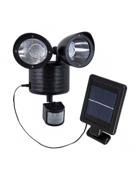 GloboStar® 85712 Μαύρο Αυτόνομο Ηλιακό Φωτιστικό LED SMD 10W 150lm με Ενσωματωμένη Μπαταρία 1200mAh - Φωτοβολταϊκό Πάνελ με Αισθητήρα Ημέρας-Νύχτας και PIR Αισθητήρα Κίνησης Αδιάβροχο IP54 Ψυχρό Λευκό 6000K