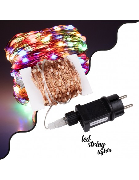 85847 Διακοσμητική Γιρλάντα 32 Μέτρα με Controller 8 Προγραμμάτων Εναλλαγών Φωτισμού - 300 LED 3.6W AC 230V με Χάλκινο Καλώδιο & Πρίζα Schuko Αδιάβροχη IP44 RGB Μ32m