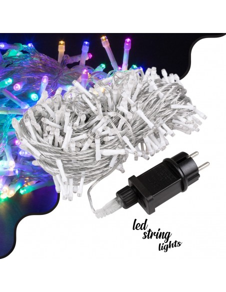 85841 Διακοσμητική Γιρλάντα 33 Μέτρα με Controller 8 Προγραμμάτων Εναλλαγών Φωτισμού - Επεκτεινόμενη 300 LED 3.6W AC 230V με Διάφανο Καλώδιο & Πρίζα Schuko Αδιάβροχη IP44 RGB Μ33m