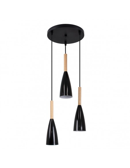 GloboStar® DILLON 00626 Μοντέρνο Κρεμαστό Φωτιστικό Οροφής Τρίφωτο 3 x E27 Μαύρο Μεταλλικό Καμπάνα Φ26 x Υ130cm