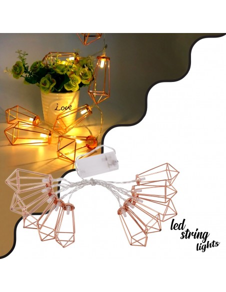 79803 Διακοσμητική Γιρλάντα Bronze Cone 1.5 Μέτρα με Διακόπτη On/Off - 10 LED 1W με Μπαταρίες 3xAA & Διάφανο Καλώδιο IP20 Θερμό Λευκό 2700K Μ1.5m