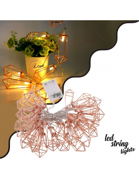 79806 Διακοσμητική Γιρλάντα Bronze Cone 5 Μέτρα με Διακόπτη On/Off - 40 LED 4W με Μπαταρίες 3xAA & Διάφανο Καλώδιο IP20 Θερμό Λευκό 2700K Μ5m