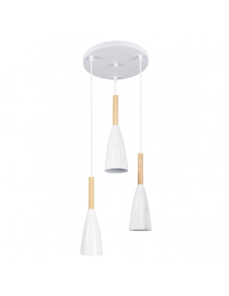 GloboStar® DILLON 00627 Μοντέρνο Κρεμαστό Φωτιστικό Οροφής Τρίφωτο 3 x E27 Λευκό Μεταλλικό Καμπάνα Φ26 x Υ130cm