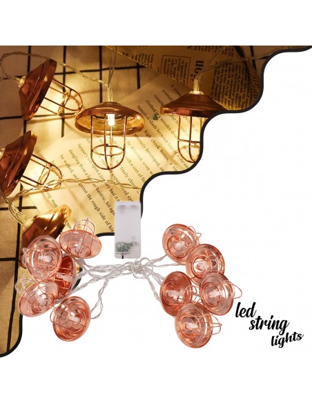 79807 Διακοσμητική Γιρλάντα Bronze Lamp 2 Μέτρα με Διακόπτη On/Off - 10 LED 1W με Μπαταρίες 2xAA & Διάφανο Καλώδιο IP20 Θερμό Λευκό 2700K Μ2m