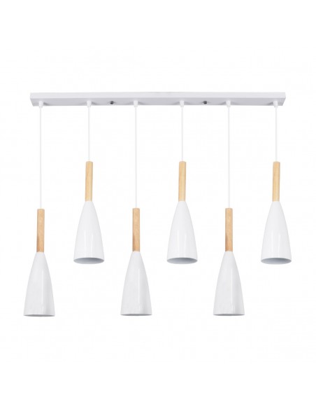 GloboStar® DILLON 00633 Μοντέρνο Κρεμαστό Φωτιστικό Οροφής Πολύφωτο 6 x E27 Λευκό Μεταλλικό Καμπάνα Μ84 x Π14 x Υ130cm