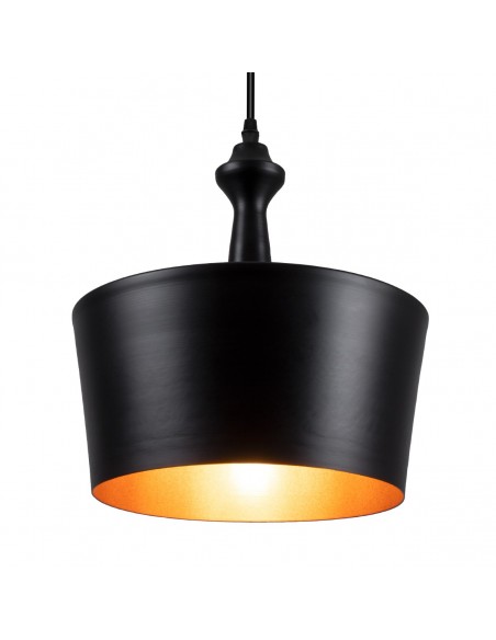 GloboStar® ROCKFORD 01287-A Μοντέρνο Κρεμαστό Φωτιστικό Οροφής Μονόφωτο 1 x E27 Μαύρο Μεταλλικό Καμπάνα Φ30 x Υ30cm