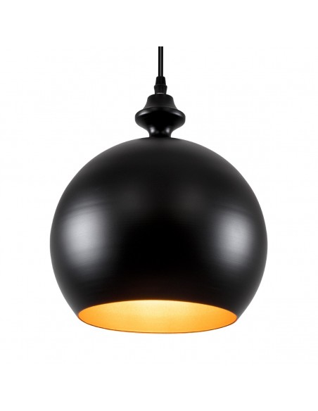 GloboStar® ROCKFORD 01287-B Μοντέρνο Κρεμαστό Φωτιστικό Οροφής Μονόφωτο 1 x E27 Μαύρο Μεταλλικό Καμπάνα Φ24 x Υ27cm