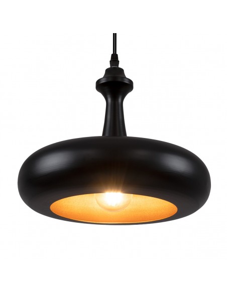 GloboStar® ROCKFORD 01287-C Μοντέρνο Κρεμαστό Φωτιστικό Οροφής Μονόφωτο 1 x E27 Μαύρο Μεταλλικό Καμπάνα Φ30 x Υ23cm