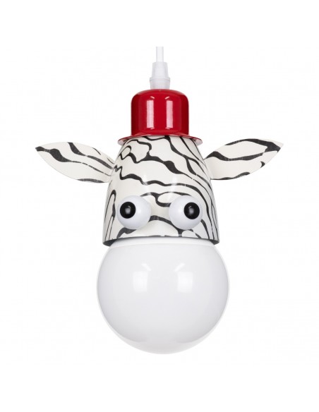 GloboStar® ZEBRA 00639 Μοντέρνο Κρεμαστό Παιδικό Φωτιστικό Οροφής Μονόφωτο 1 x E27 Λευκό Μαύρο Μεταλλικό Μ19 x Π10.5 x Υ13.5cm