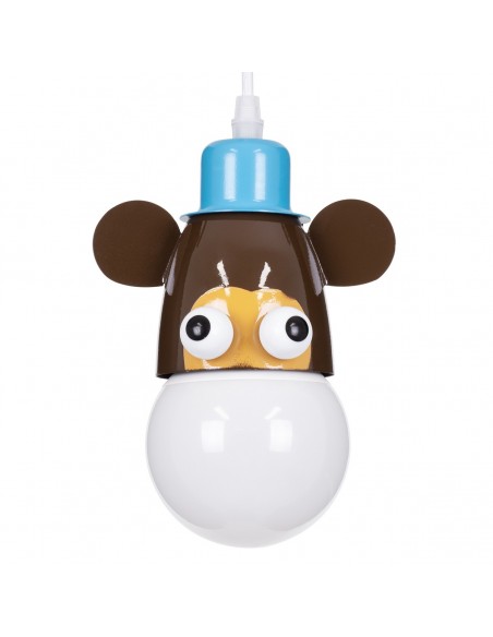 GloboStar® MONKEY 00640 Μοντέρνο Κρεμαστό Παιδικό Φωτιστικό Οροφής Μονόφωτο 1 x E27 Γαλάζιο Καφέ Μεταλλικό Μ14.5 x Π10.5 x Υ13.5cm