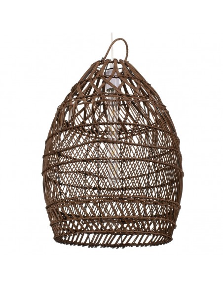 GloboStar® TAHITI 00711 Vintage Κρεμαστό Φωτιστικό Οροφής Μονόφωτο 1 x E27 Καφέ Ξύλινο Μπαμπού Φ38 x Y50cm