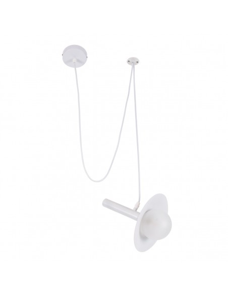 GloboStar® CELEST 00790 Μοντέρνο Μεταλλικό Κρεμαστό Φωτιστικό Οροφής Ανάρτηση Μονόφωτο 1 x G9 Λευκό με Λευκό Γυαλί Φ20 x Y26.5cm