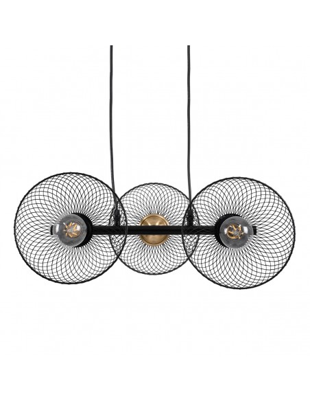 GloboStar® VERONA 00586 Μοντέρνο Κρεμαστό Φωτιστικό Οροφής Τρίφωτο 3 x E27 Μαύρο Μεταλλικό Πλέγμα Μ50 x Π28 x Υ20cm