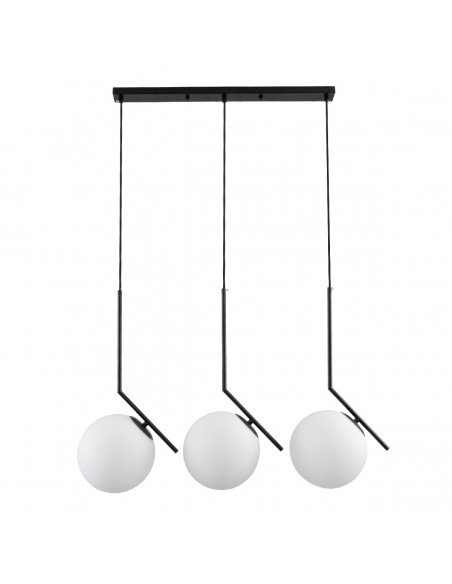 GloboStar® MONROE 00954 Μοντέρνο Κρεμαστό Φωτιστικό Οροφής Τρίφωτο 3 x E27 Μαύρο - Λευκό Μεταλλικό Μπάλα Μ74 x Π25 x Υ50cm