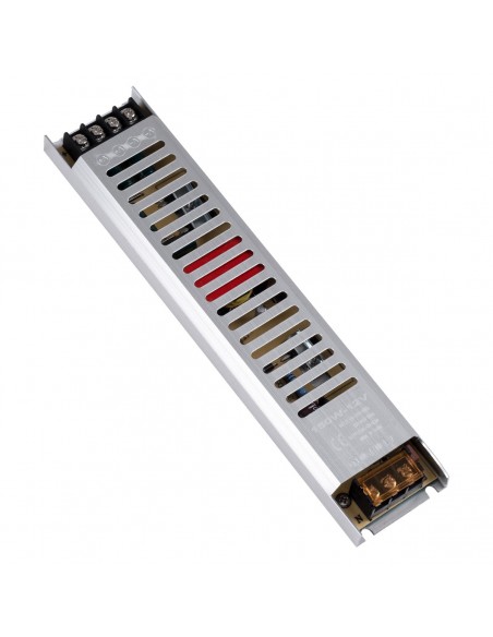 GloboStar® 73027 Μεταλλικό Τροφοδοτικό PELV Ultra Slim για Προϊόντα LED 150W 12.5A - AC 220-240V σε DC 12V - IP20 L25.2 x W5.4 x H2.1cm - 3 Χρόνια Εγγύηση