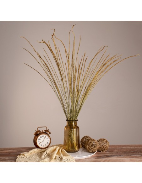 GloboStar® SMUTGRASS 36502 Αποξηραμένο Φυτό Χορταφιλιά - Μπουκέτο Διακοσμητικών Κλαδιών Μπεζ - Πράσινο Υ90cm