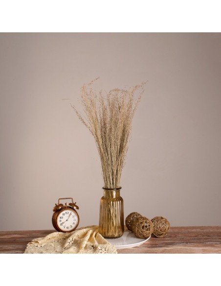 GloboStar® SILVERHAIRGRASS 36545 Αποξηραμένο Φυτό Ασημένια Χλόη - Μπουκέτο Διακοσμητικών Κλαδιών Μπεζ Υ60cm