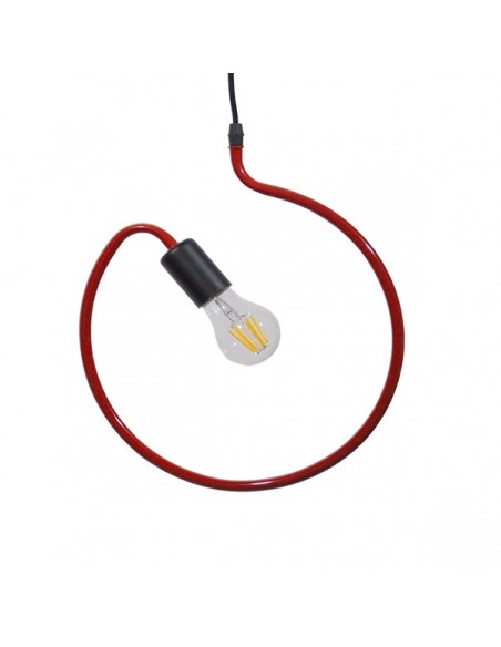 GloboStar® LIBBY 01095-1 Μοντέρνο Κρεμαστό Παιδικό Φωτιστικό Οροφής Μονόφωτο 1 x E27 Κόκκινο Μεταλλικό Φ28 x Υ100cm