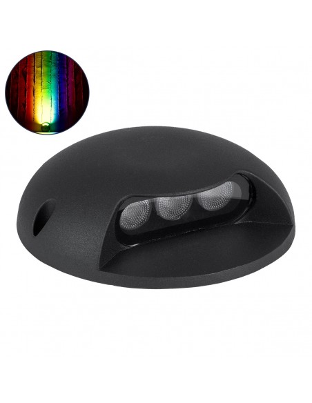 GloboStar® STEP-LUNA 90618 Επιφανειακό Φωτιστικό Σκαλοπατιού - Διαδρόμου LED 6W 600lm 10° DC 24V Αδιάβροχο IP65 Φ12 x Υ3cm Πολύχρωμο RGB DMX512 - Μαύρο - 3 Years Warranty