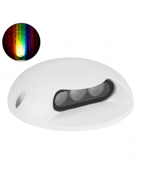 GloboStar® STEP-LUNA 90621 Επιφανειακό Φωτιστικό Σκαλοπατιού - Διαδρόμου LED 6W 600lm 10° DC 24V Αδιάβροχο IP65 Φ12 x Υ3cm Πολύχρωμο RGB DMX512 - Λευκό - 3 Years Warranty