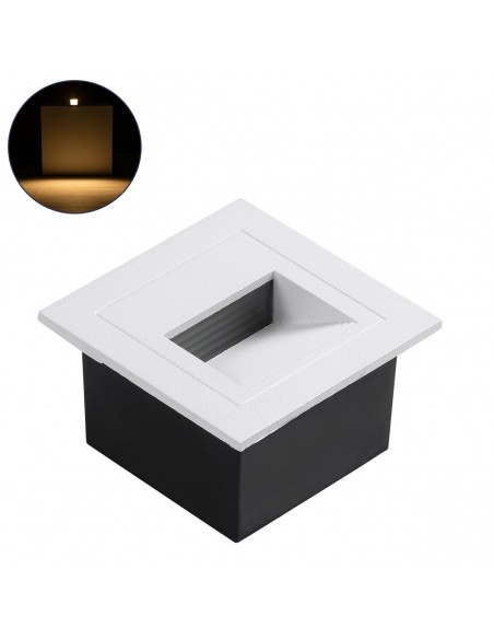 GloboStar® STEP-MINA 90626 Χωνευτό Φωτιστικό Σκαλοπατιού - Διαδρόμου LED 3W 330lm 30° DC 24V Αδιάβροχο IP65 Μ8.3 x Π8.3 x Υ5cm Θερμό Λευκό 2700K - Λευκό - 3 Years Warranty