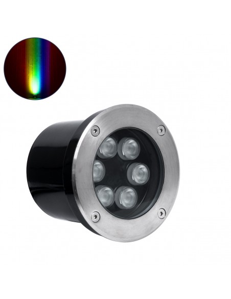 GloboStar® UNDERGROUND-TINA 90666 Χωνευτό Φωτιστικό Σποτ Δαπέδου LED 9W 945lm 30° DC 24V Αδιάβροχο IP65 Φ12 x Υ9cm Πολύχρωμο RGBW DMX512 - Ανοξείδωτο Ατσάλι - 3 Years Warranty