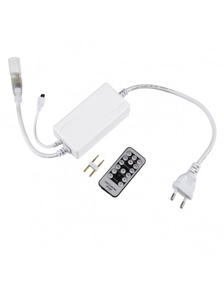 GloboStar® 70646 Single Color Dimmer με Ασύρματο Χειριστήριο IR - Μεταλλάκτης Τροφοδοσίας AC/DC 230V IP20 για TUBE 360° Degree Neon Flex LED Μονόχρωμη 2 Pin Max 1500W - Έως 100 Μέτρα
