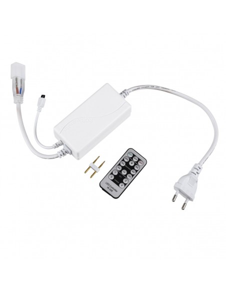 GloboStar® 70626 Single Color Dimmer με Ασύρματο Χειριστήριο IR - Μεταλλάκτης Τροφοδοσίας AC/DC 230V IP20 για OVALE 120° Degree Neon Flex LED Μονόχρωμη 2 Pin Max 1500W - Έως 100 Μέτρα