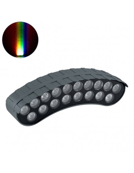 GloboStar® TREELIGHT-KINA S-90999 Κυρτή Μπάρα Φωτισμού Wall Washer με Αντιθαμβωτική Γρίλια Ειδική για Φυτά - Δέντρα LED 18W 1440lm 30° DC 24V Αδιάβροχο IP65 Μ25 x Π6.5 x Υ6cm με Αυτόματα Προγράμματα Εναλλαγής Χρωμάτων Πολύχρωμο RGB - Γκρι Ανθρακί - 3 Year