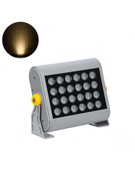 GloboStar® FLOOD-HENA 90638 Προβολέας Wall Washer για Φωτισμό Κτιρίων LED 24W 2160lm 30° AC 220-240V Αδιάβροχο IP65 Μ22.5 x Π6 x Υ16.5cm Θερμό Λευκό 3000K - Ασημί - 3 Years Warranty