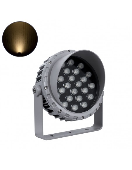 GloboStar® FLOOD-MENA 90644 Προβολέας Wall Washer με Αντιθαμβωτική Γρίλια για Φωτισμό Κτιρίων LED 24W 2160lm 30° AC 220-240V Αδιάβροχο IP65 Φ23 x Υ18cm Θερμό Λευκό 3000K - Ασημί - 3 Years Warranty