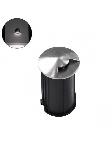 GloboStar® UNDERGROUND-RENA 90661 Χωνευτό Φωτιστικό Σποτ Δαπέδου One Sided LED 1W 115lm 30° DC 24V Αδιάβροχο IP68 Φ5 x Υ9cm Φυσικό Λευκό 4500K - Ανοξείδωτο Ατσάλι - 3 Χρόνια Εγγύηση